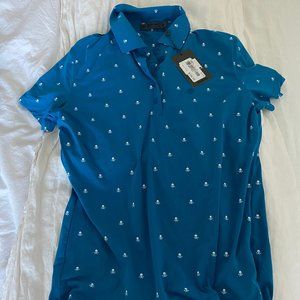 Brand New G/FORE Teal Patterned Golf Polo